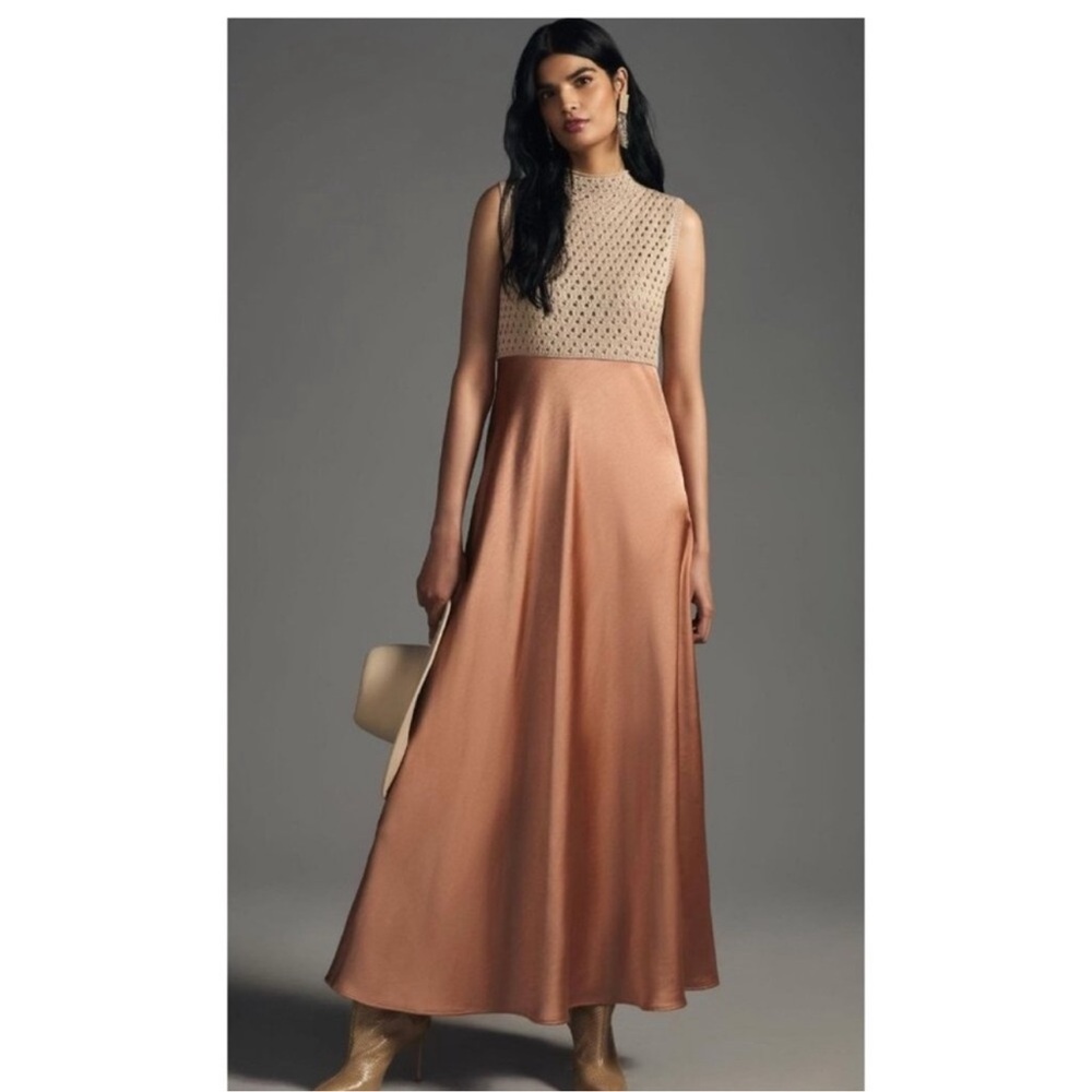 Anthropologie Lace Top Copper Maxi Dress